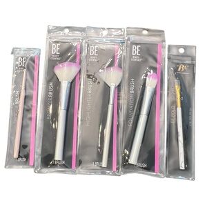 Beauty Essentials Makeup Brush Set 5 Pc Silver Pink Marble‎ NEW
